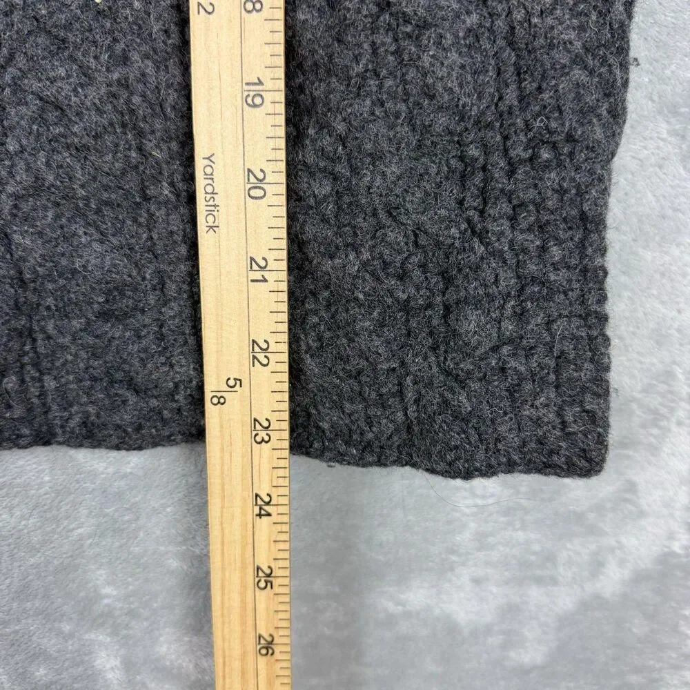 Vintage J.Crew Handknit 100% Lambswool Sweater Mens Medium Gray Chunky Knit